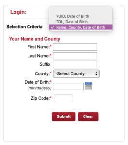 SOS voter registration tool screenshot