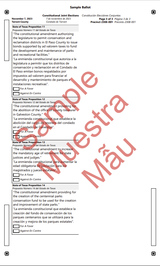 Sample Ballot Tarrant County Democratic Party